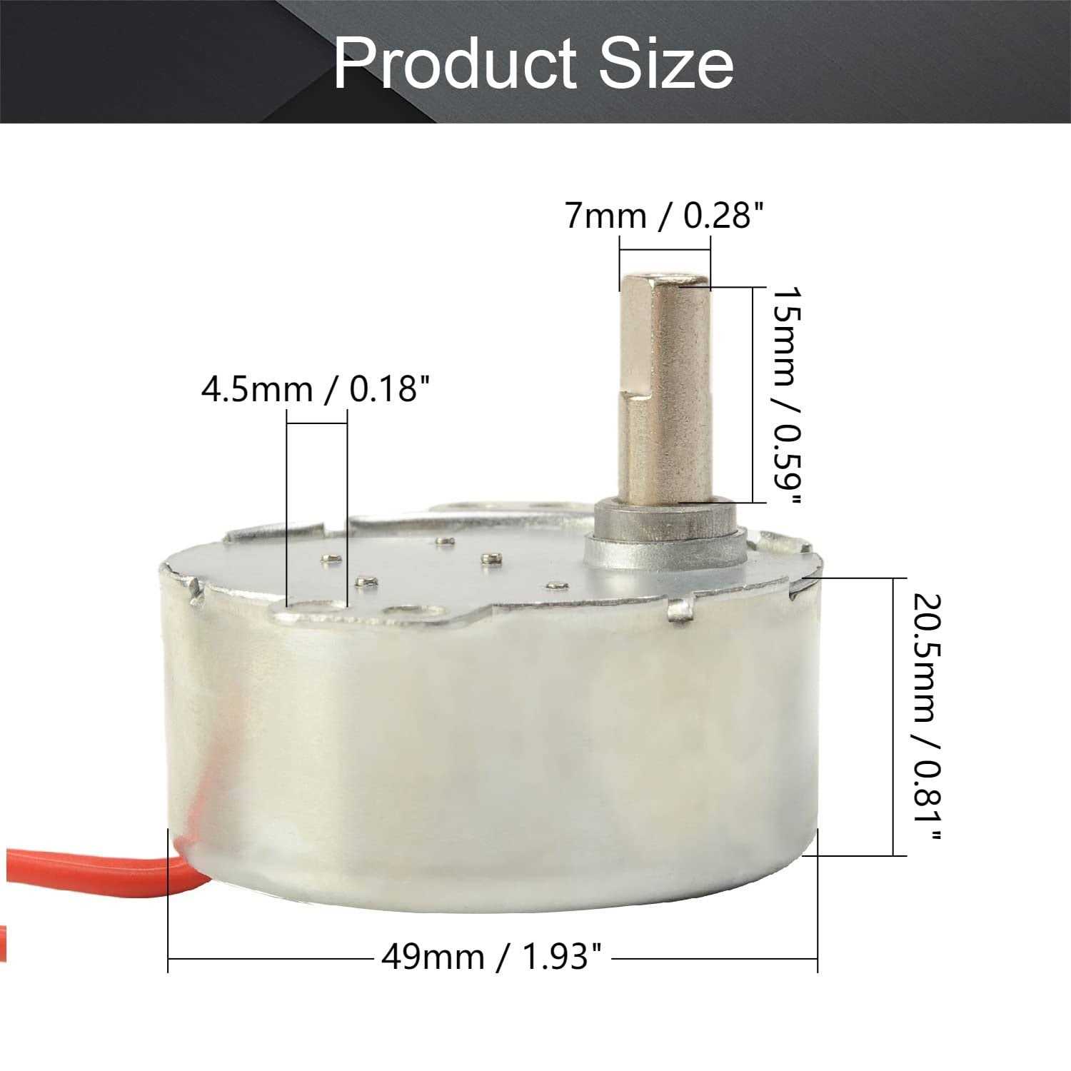 Fielect Synchronous Motor AC 12V 5-6RPM Turntable Motor CW/CCW Direction 4W TYC-50 Double Flat Tapping Shaft - Image 4