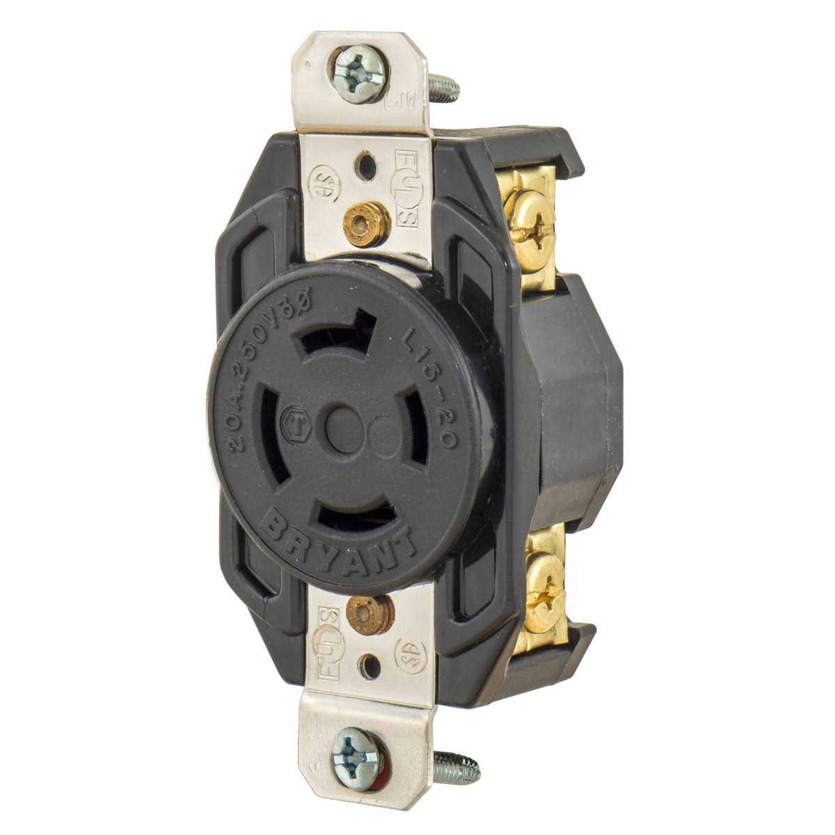 Bryant 71520FR - Locking Receptacle, 20A 3PH 250V, L15-20R, Black - Image 4