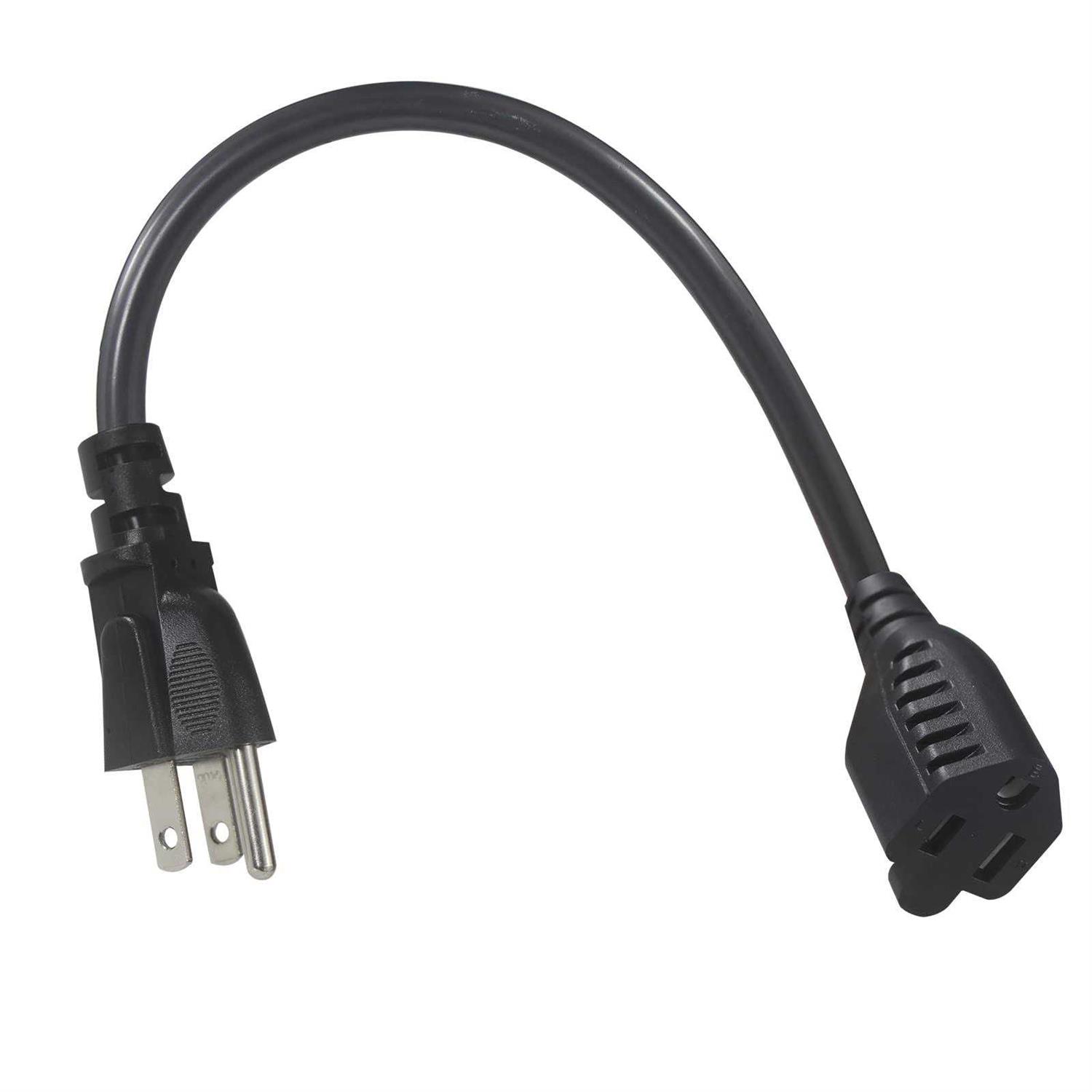 Sparking 1Ft Short Power Extension Cord 1Ft Short 3 Prong Extension Cord Outlet Saver Indoor Sjt 16 Awg Heavy Duty 1 Foot Ac Power Exte