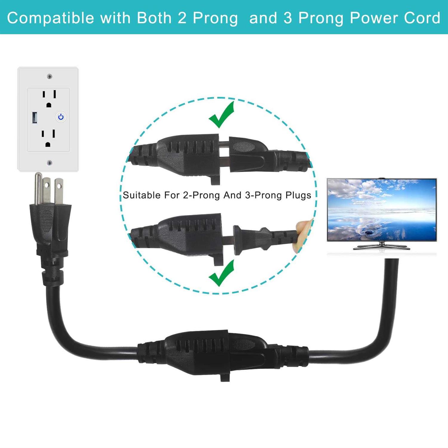 Sparking 1Ft Short Power Extension Cord 1Ft Short 3 Prong Extension Cord Outlet Saver Indoor Sjt 16 Awg Heavy Duty 1 Foot Ac Power Exte - Image 3