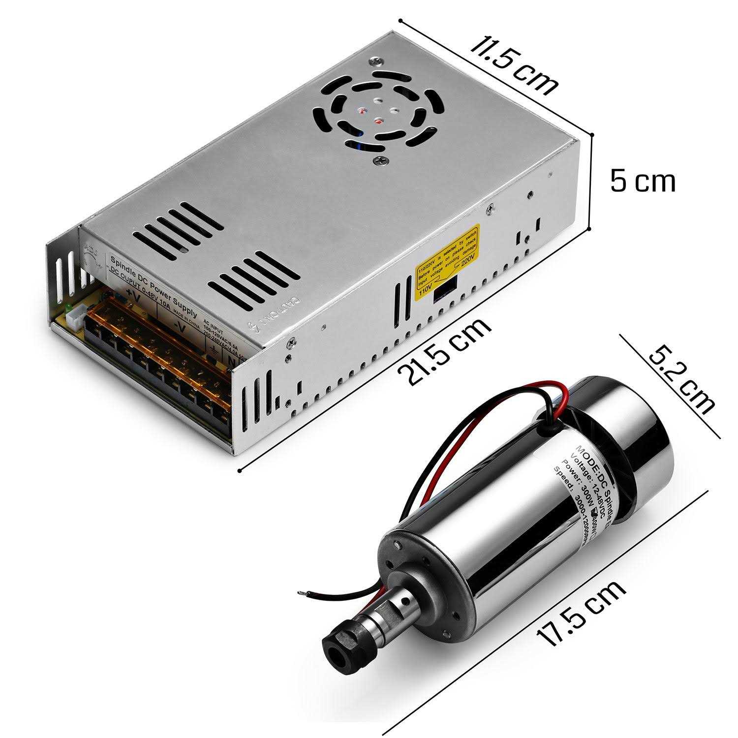 Genmitsu Air-Cooled 300W Brush DC Spindle Motor with 0-48V Output Adjustable Switching Power Supply - Image 3
