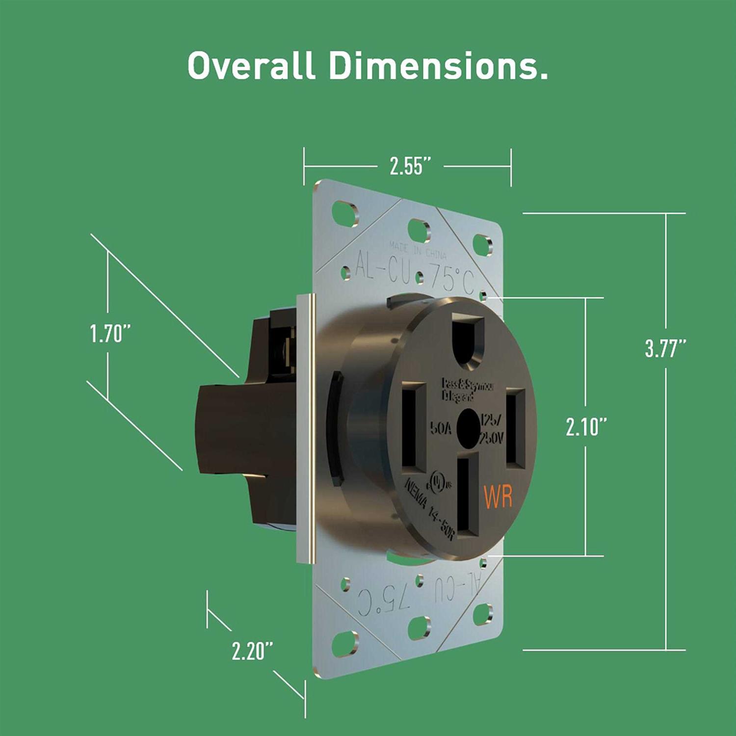 Legrand 3894WR Pass & Seymore 50 Ampere Weather Resistant RV/EV Electrical Outlet - Black - Image 5