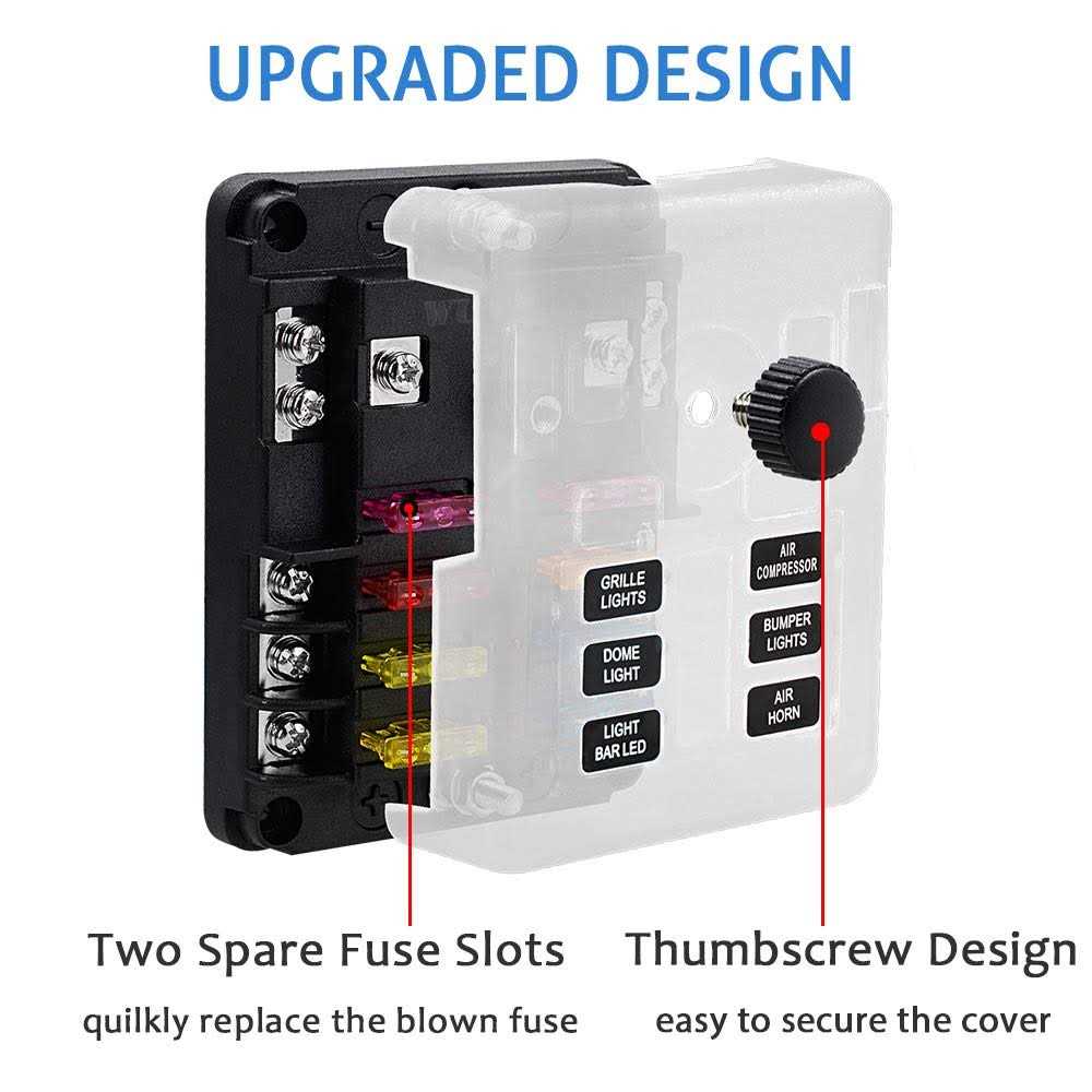 WUPP 12 Volt Fuse Block Waterproof 6 Way Fuse Box with 6 Ground Negative Busbar for Automotive - Image 3