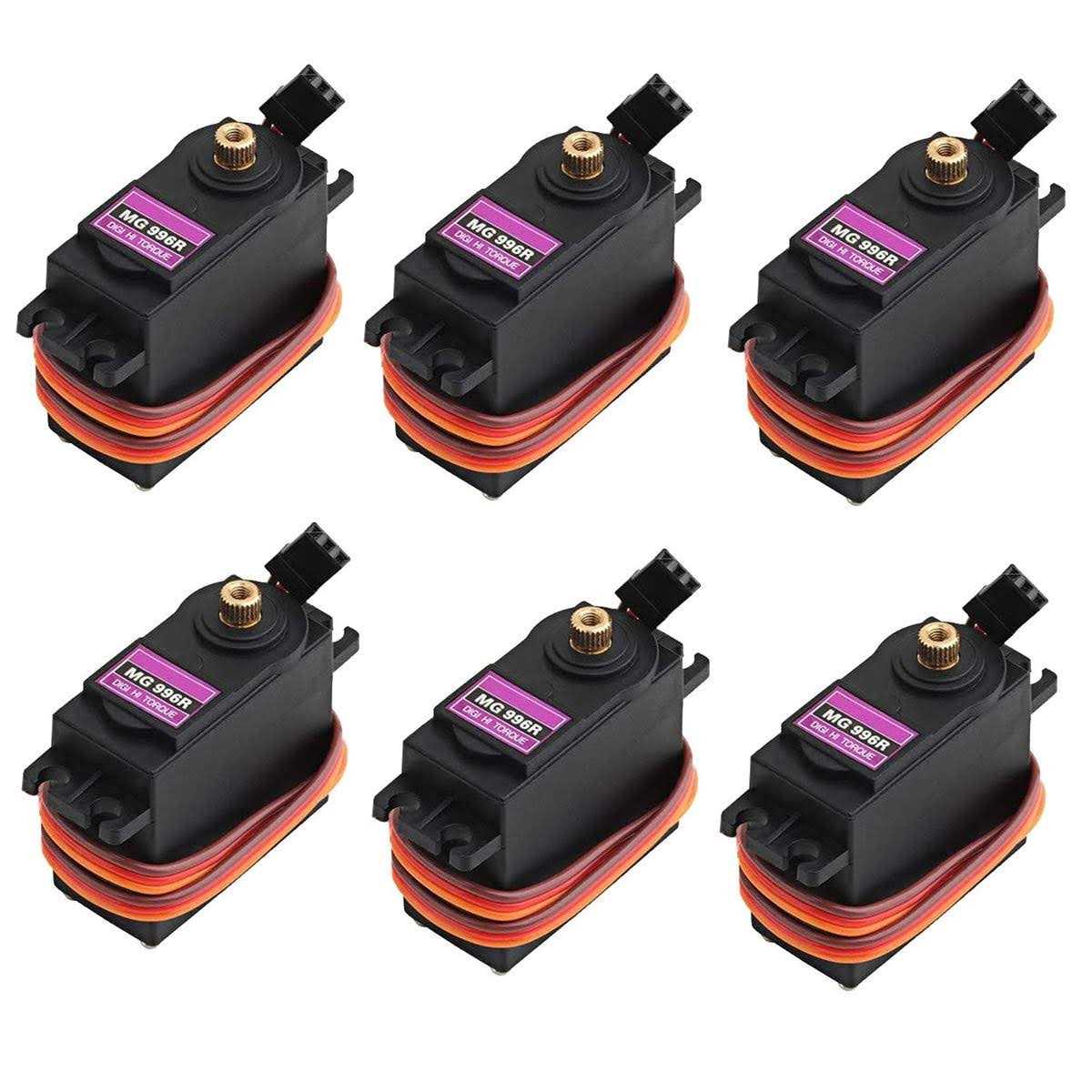 ETMall 6PCS MG996R Servo Motor Metal Gear Servo Motor Torque Digital Servo Motor High Speed Torque Servo Motor for Smart Car Robot Boat RC