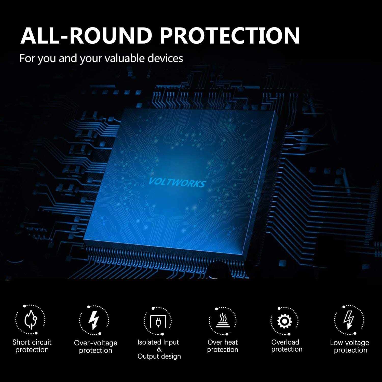 VOLTWORKS Power Inverter 1100 watt DC 12V to AC 120V Modified Sine Wave 1000w Inverter with LCD Display Remote Control 2AC Outlets Dual 2.4A USB Ports for Car - Image 5