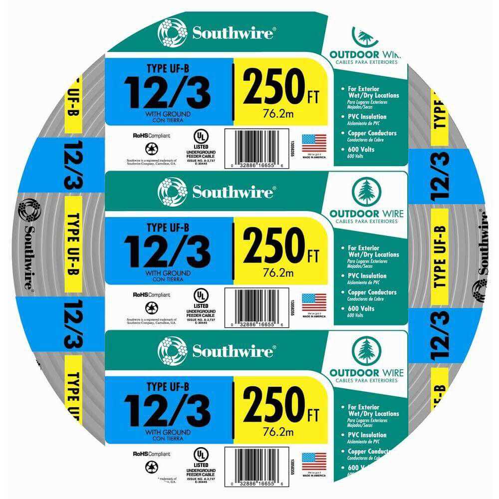 Southwire Company #13058355 250' 12/3 W/G UF Cable