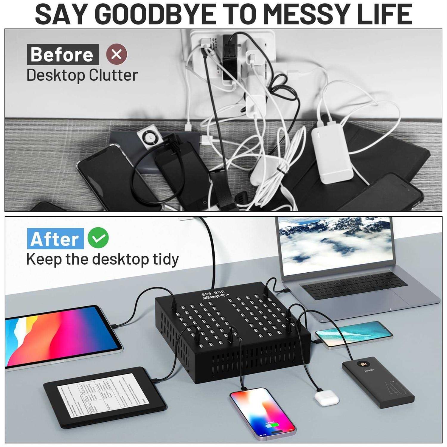 Multiple USB Charging Station MIXILIN 80 Ports 800W Fast Charger Station with Power Switch - Image 2