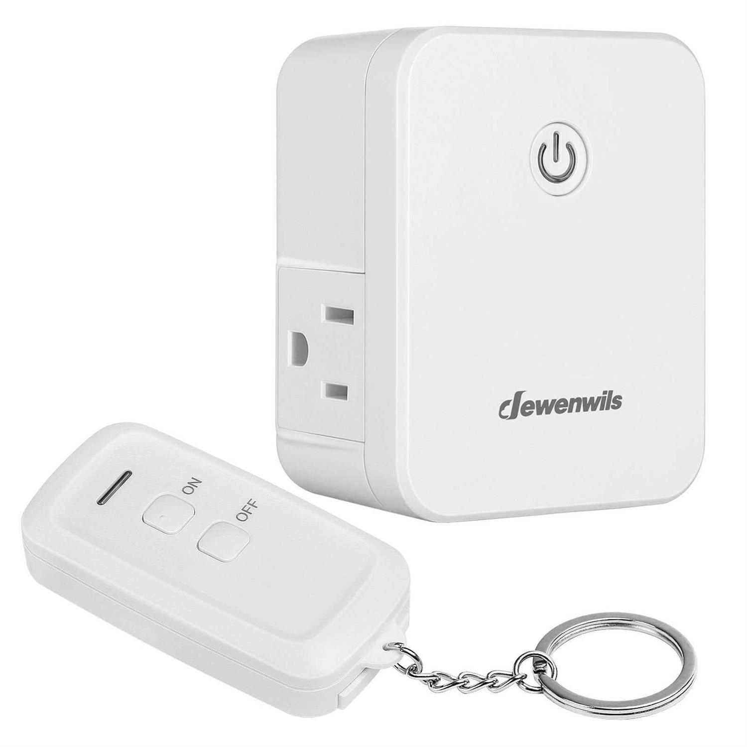 Dewenwils Indoor Remote Control Outlet Wireless Remote Light Switch with 2 Side Outlets