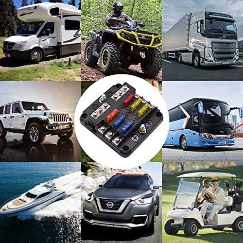 femedo 12 Volt Fuse Block Waterproof 6 Way Fuse Box with 6 Ground Negative Busbar for Automotivefor Car Golf Cart Boat Marine - Image 2