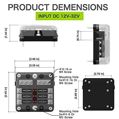 femedo 12 Volt Fuse Block Waterproof 6 Way Fuse Box with 6 Ground Negative Busbar for Automotivefor Car Golf Cart Boat Marine - Image 5