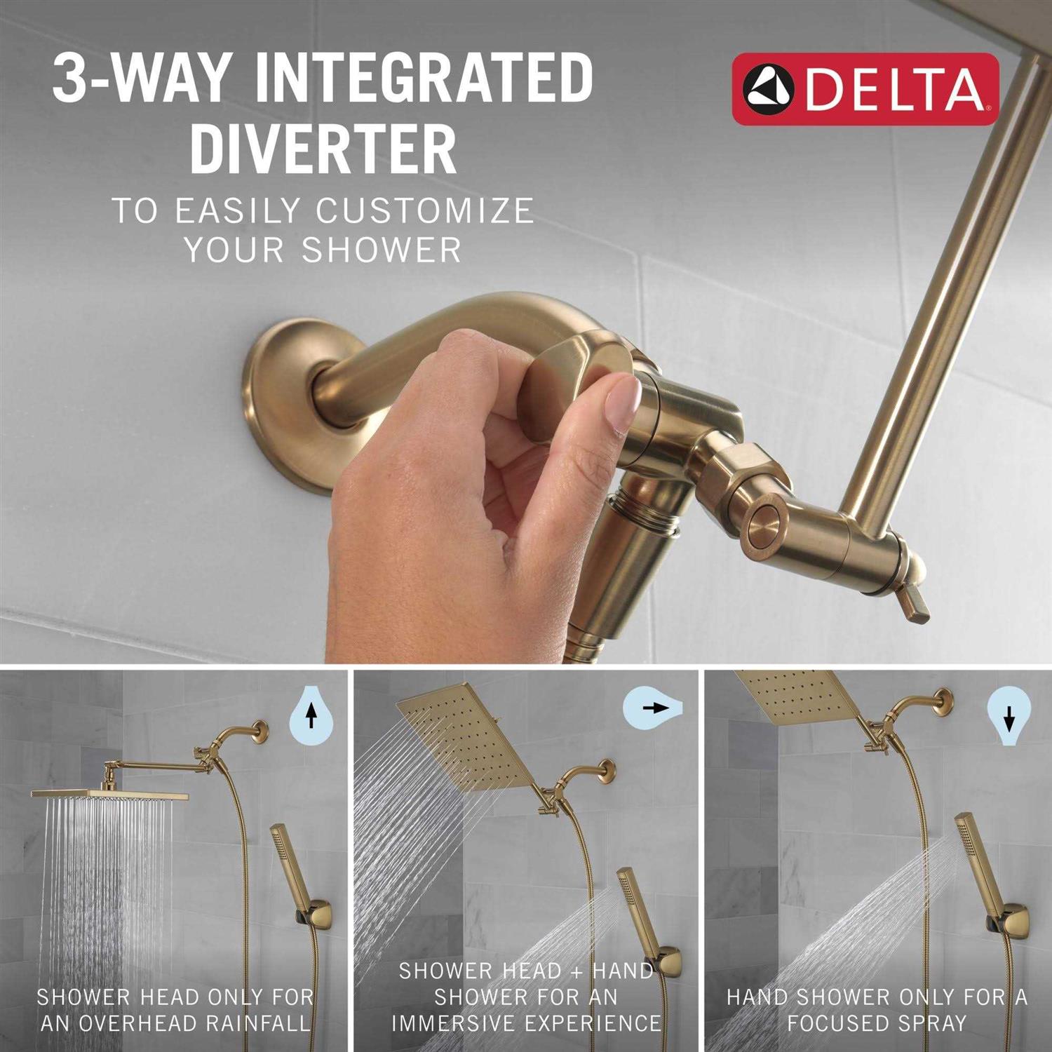 Delta Universal Showering Components 10 inch Raincan Shower Head & Hand Held Combo with Adjustable Extension Arm - Image 3