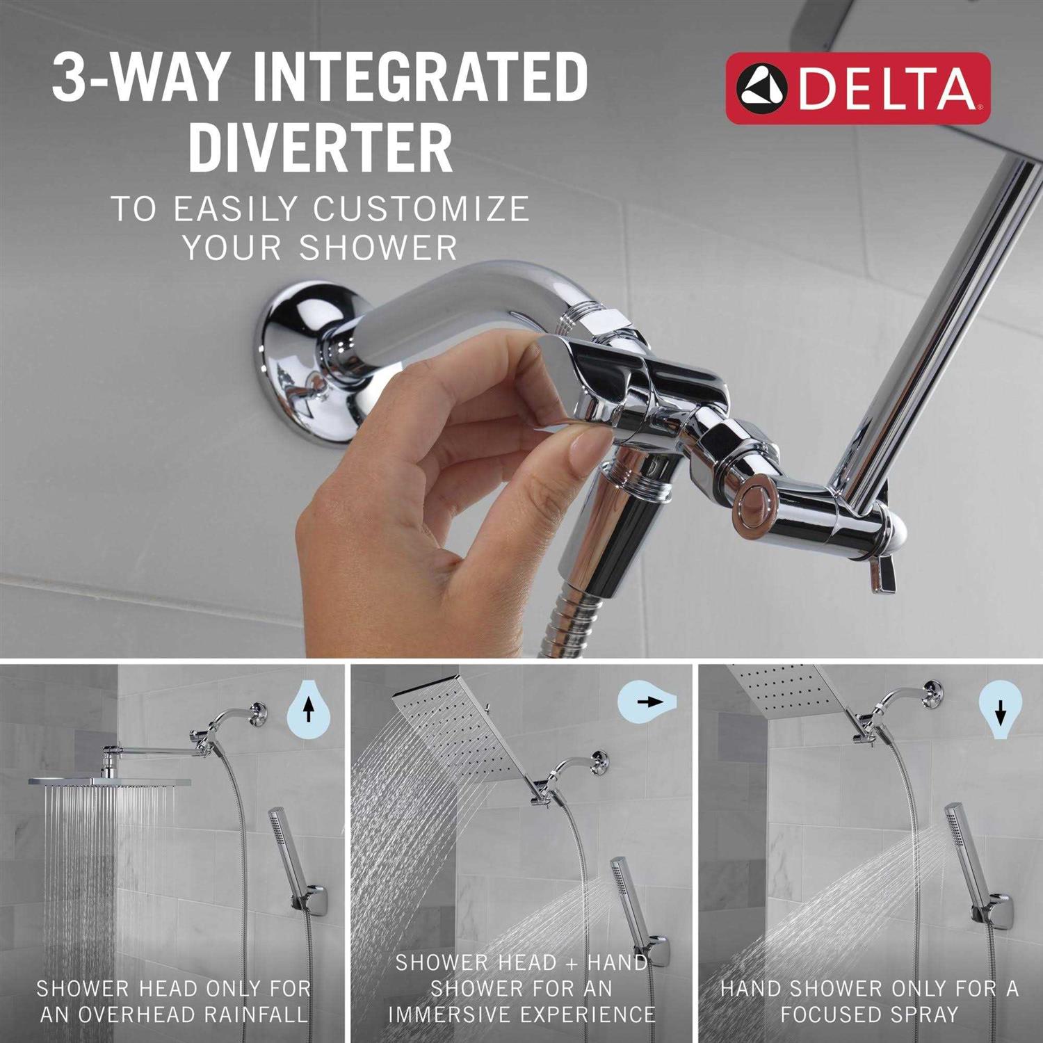 Delta Universal Showering Components 10 inch Raincan Shower Head & Hand Held Combo with Adjustable Extension Arm - Image 4