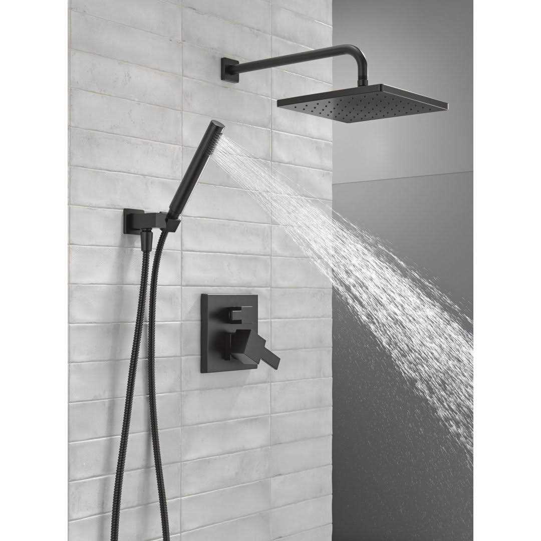 Delta Modern Raincan Square Shower System Rain Shower Head with Handheld Spray - Image 3