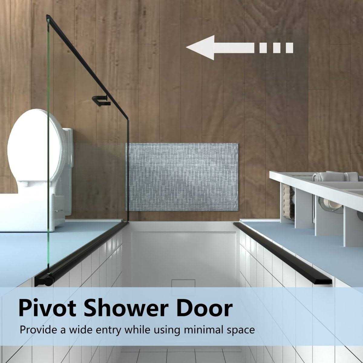 Exbrite Classy 24-25.5 W x 72 H Small Shower Door Hinged Pivot Install Clear Glass Shower Door - Image 4