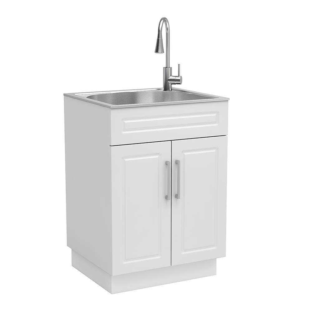 Style Selections 21.4-in x 24.1-in 1-Basin White Freestanding Utility Tub with Faucet 261347 - Image 3