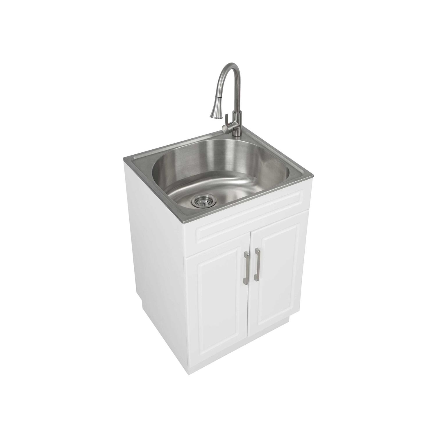 Style Selections 21.4-in x 24.1-in 1-Basin White Freestanding Utility Tub with Faucet 261347 - Image 5