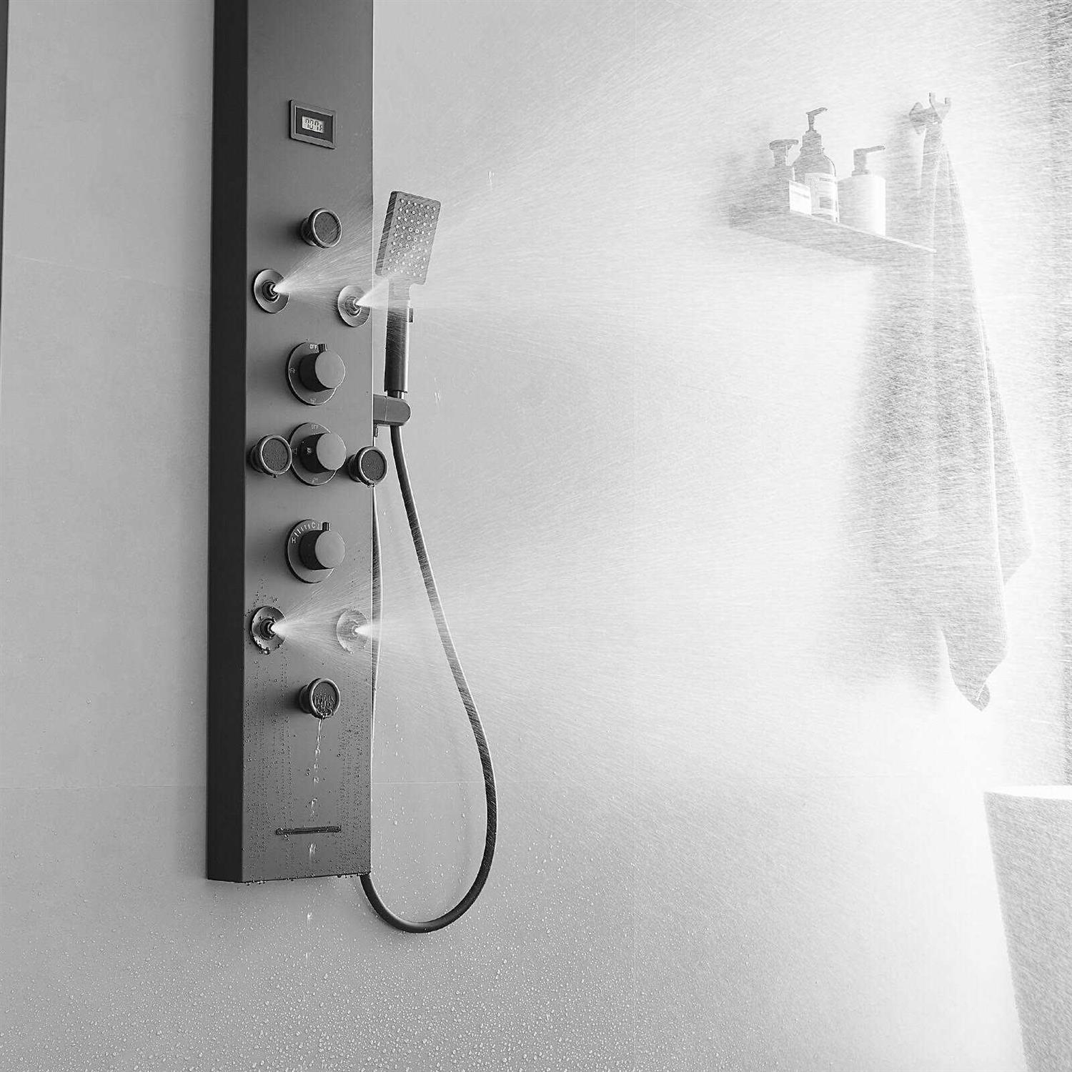 BWE YTP07 Shower Panel System Matte Black Waterfall Shower Panel System with 6-way Diverter Valve Included YTP07-Black - Image 3