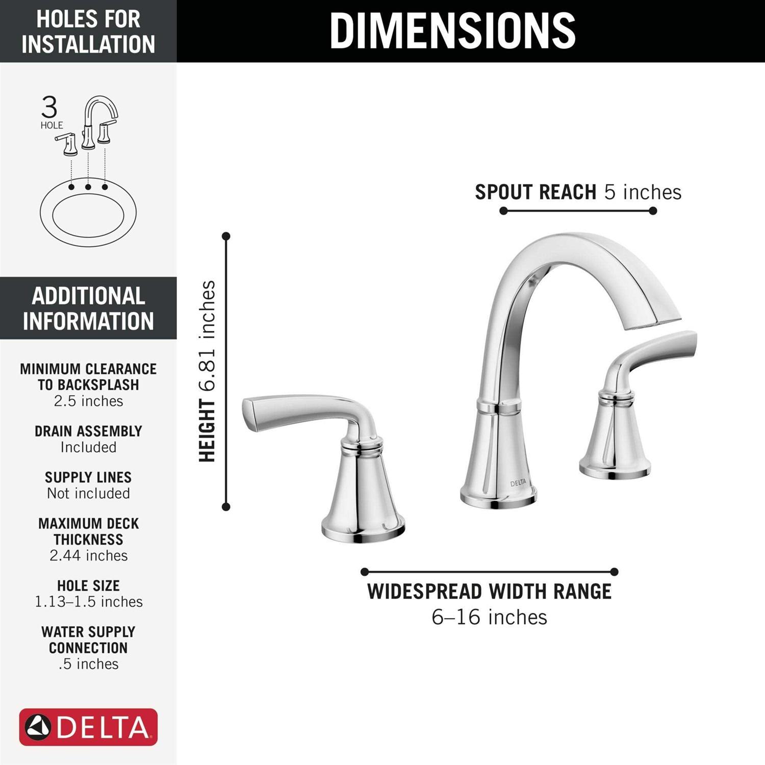 Delta Geist Two Handle Widespread Bathroom Faucet - Image 4