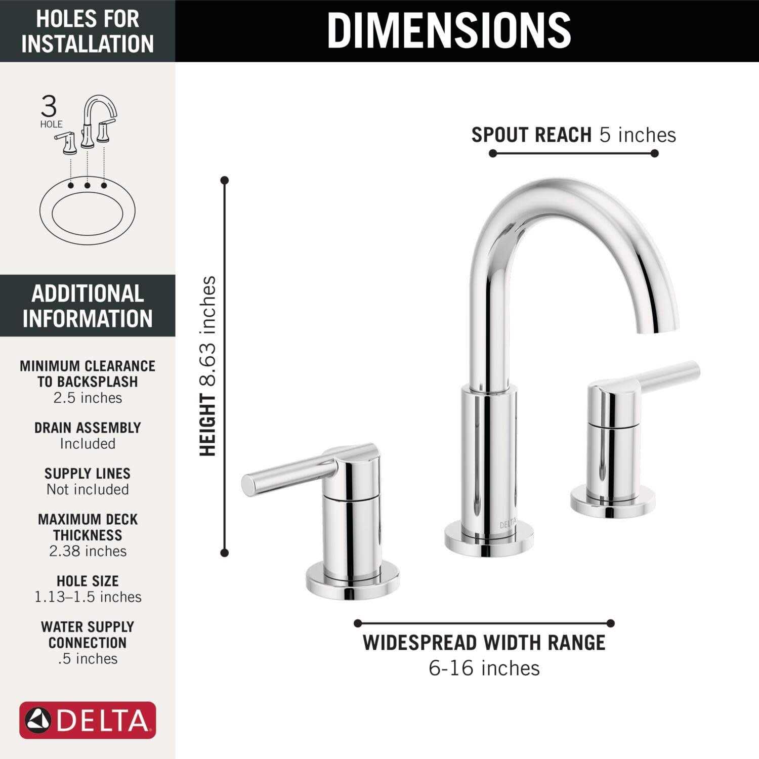 Delta Nicoli Two Handle Widespread Bathroom Faucet - Image 5