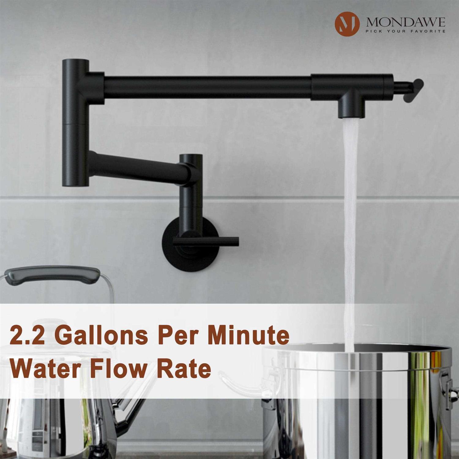 Mondawe 1.8 GPM Pot Filler Faucet Single Hole 2 Handles Wall mount Kitchen Faucet - Image 5