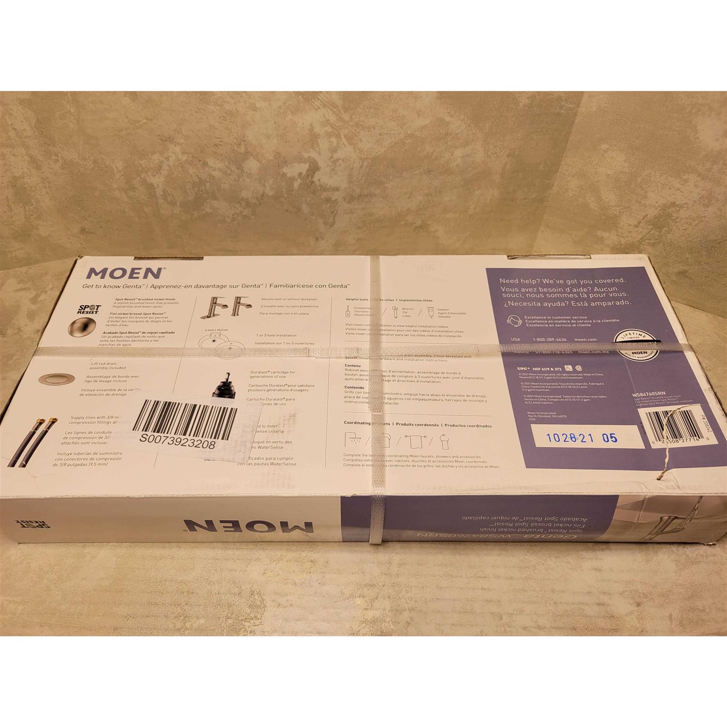 Moen Genta Single Hole Single-Handle Bathroom Faucet Spot Resist Brushed Nickel - Image 2