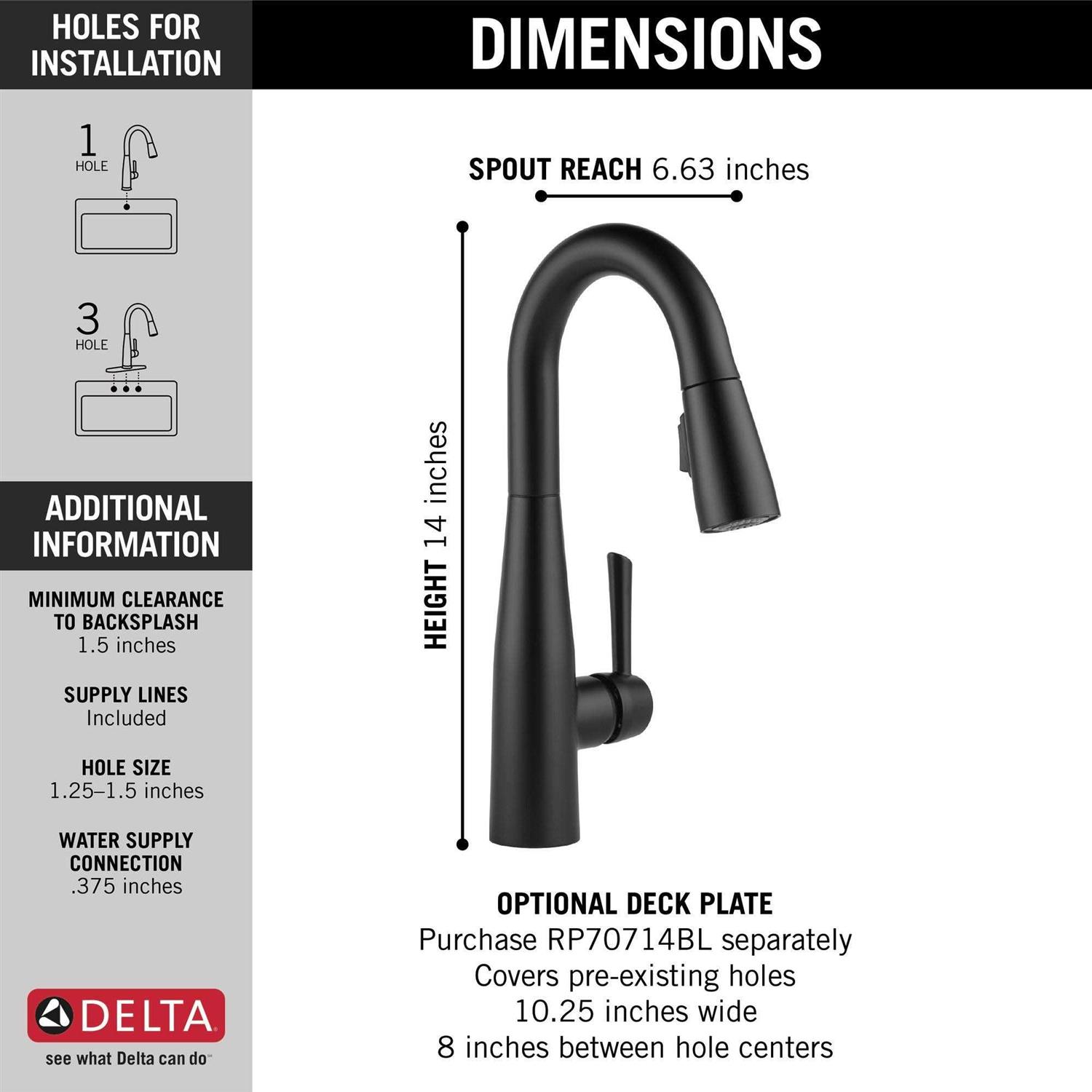 Delta Essa Single Handle Pull-Down Bar Prep Faucet - Image 3