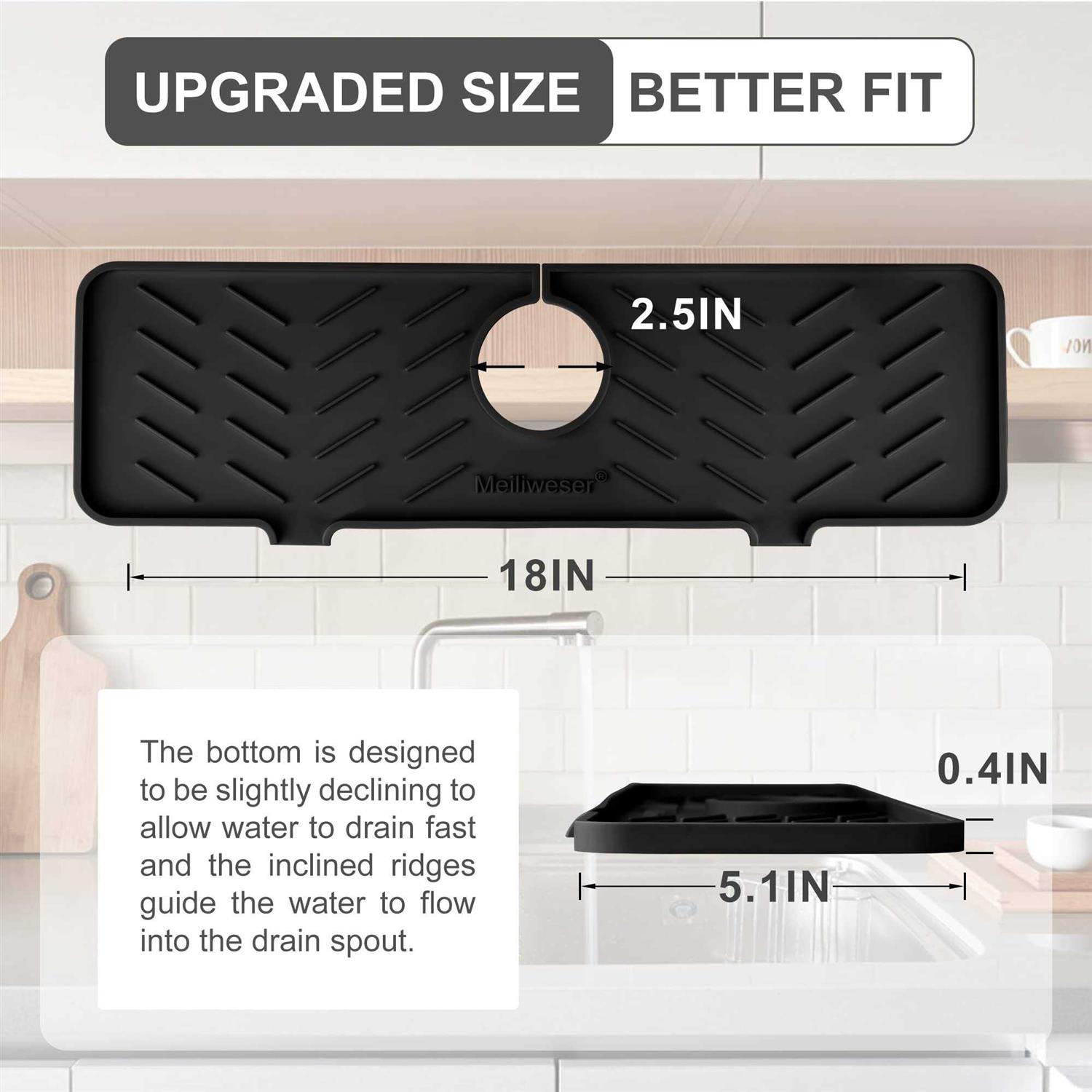 Meiliweser Silicone Sink Splash Guard Gen 2 Slope Upgraded Faucet Mat - Image 5