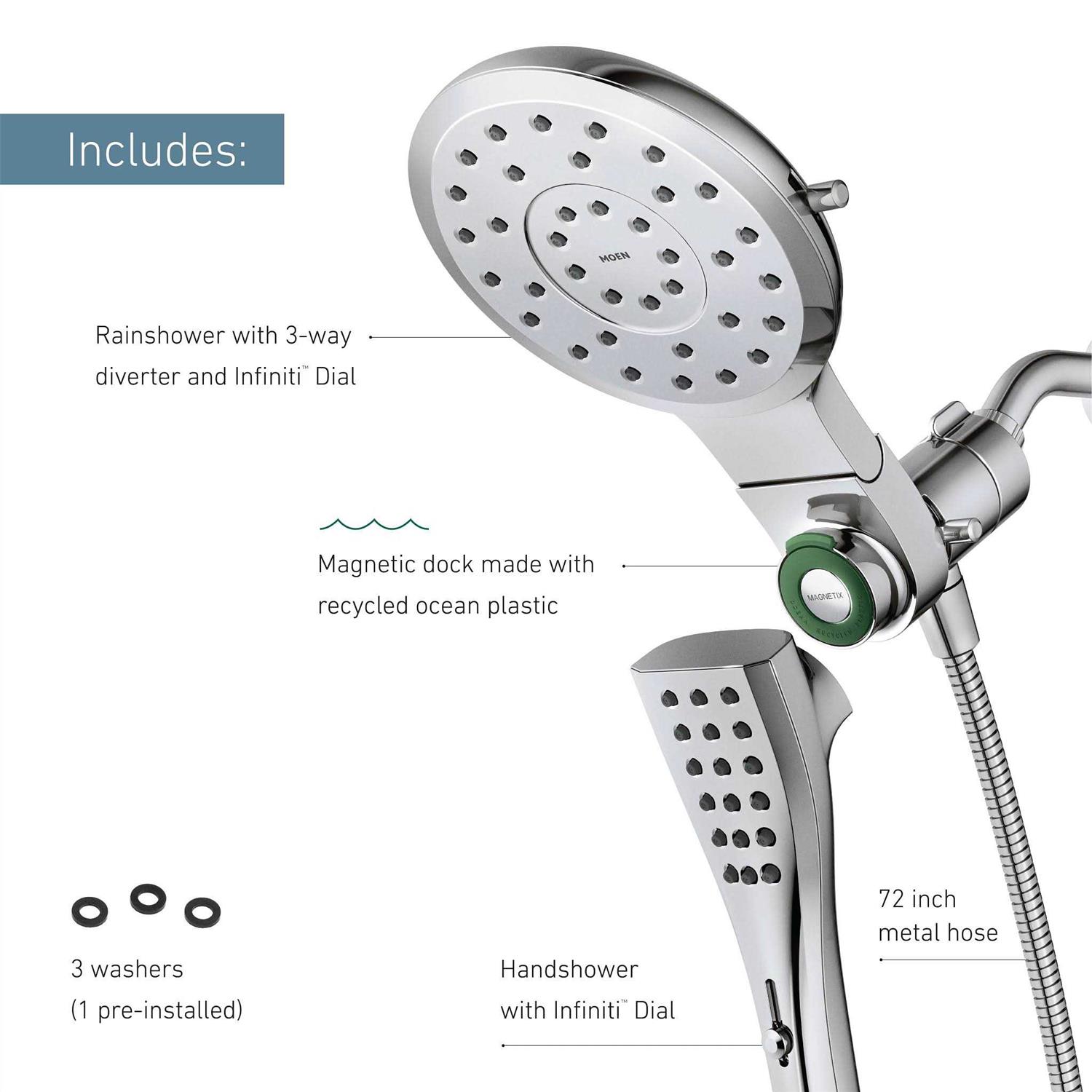 Moen 220C3EP Verso 1.75 GPM Multi Function Shower Head with Hand - Image 5