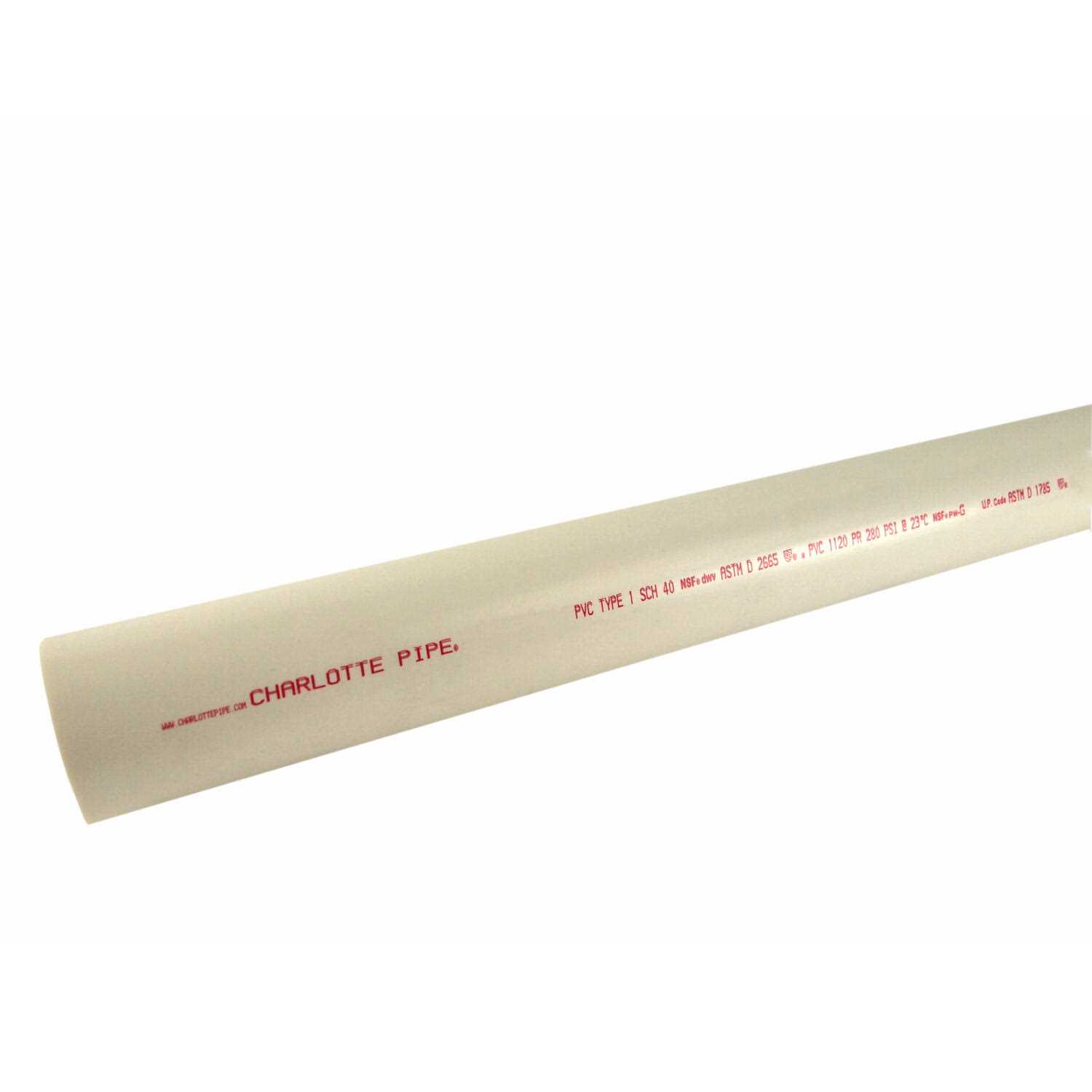 Charlotte Pipe Schedule 40 DWV PVC Pipe Plain End - Image 5