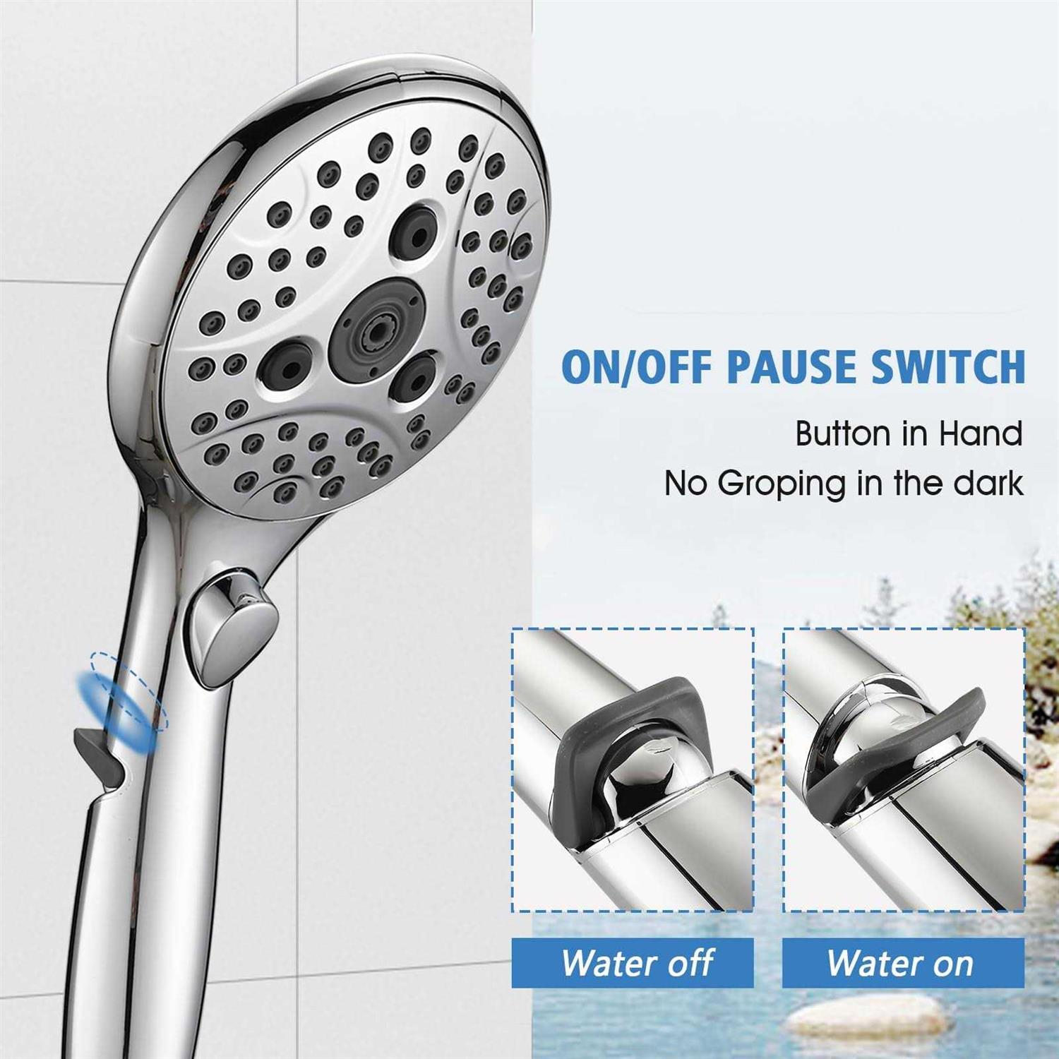 PROOX All Metal Tub Spout with Diverter 6 Settings Hand held Shower with On/Off Pause Switch - Image 3