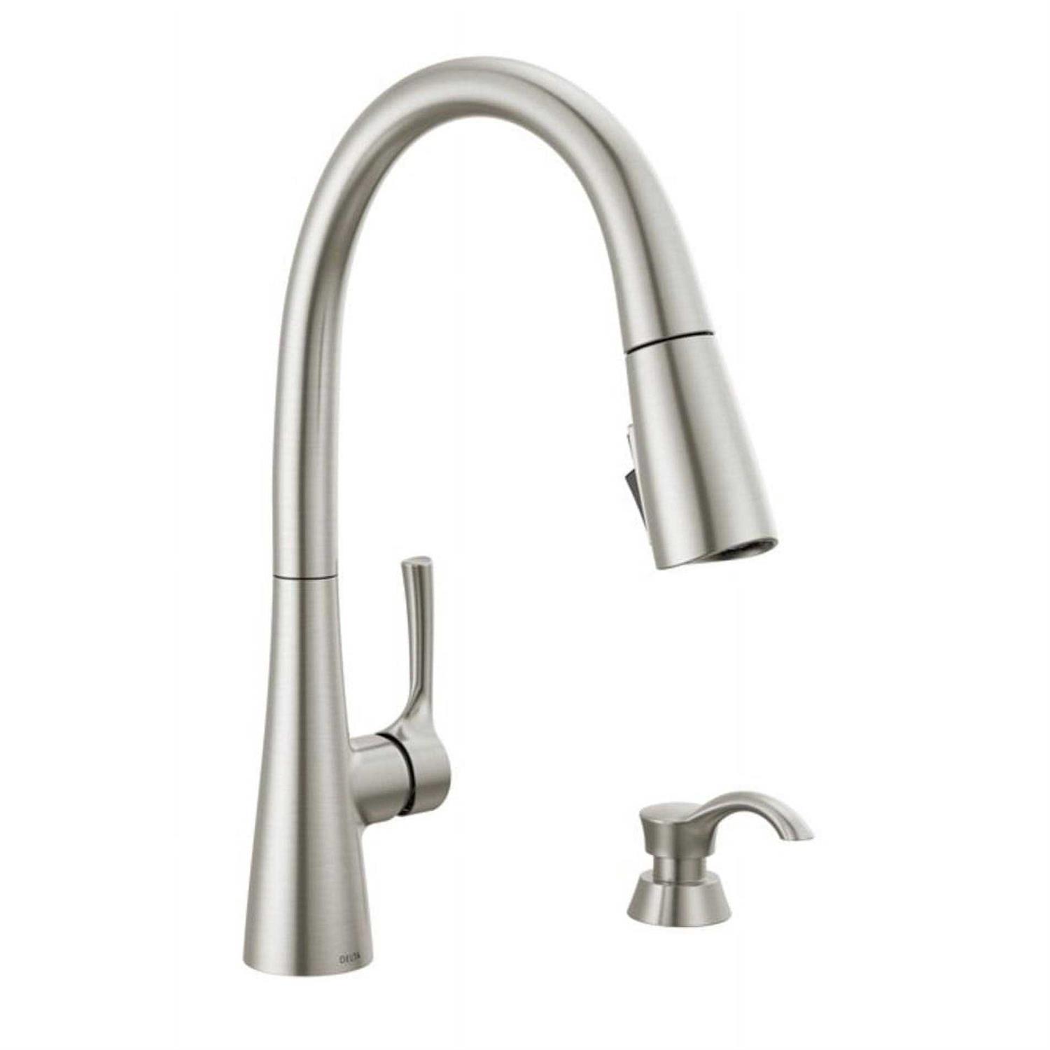 Delta Auburn Single Handle Pull-Down Kitchen Faucet with Soap Dispenser and ShieldSpray Technology - Image 3