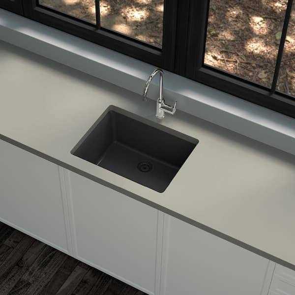 Glacier Bay Stonehaven Undermount Single Bowl Granite Composite Kitchen Sink Strainer - Image 2