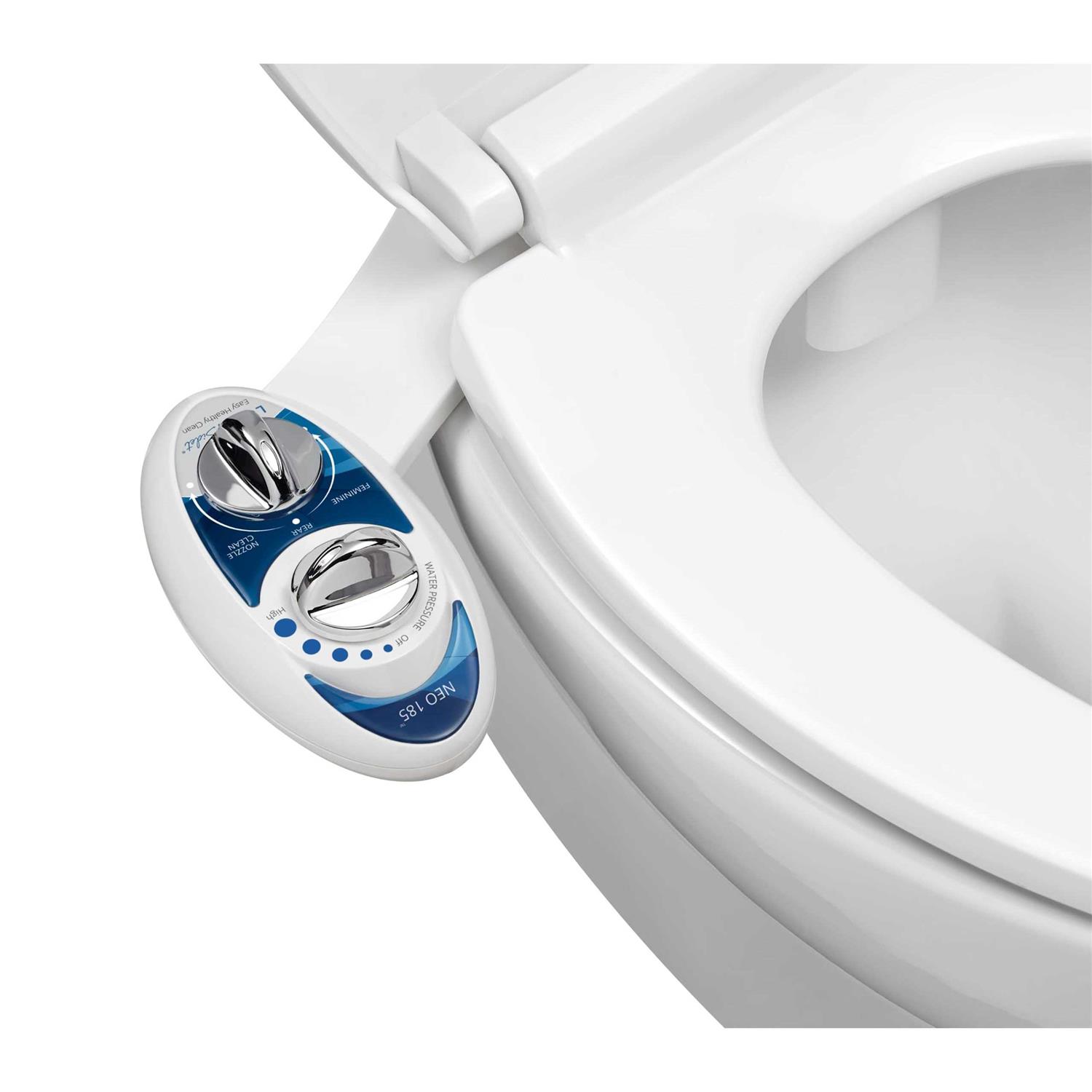 Luxe Bidet Neo 185 Non-Electric Bidet Toilet Attachment w/ Self-Cleaning Dual Nozzle and Easy Water Pressure Adjustment