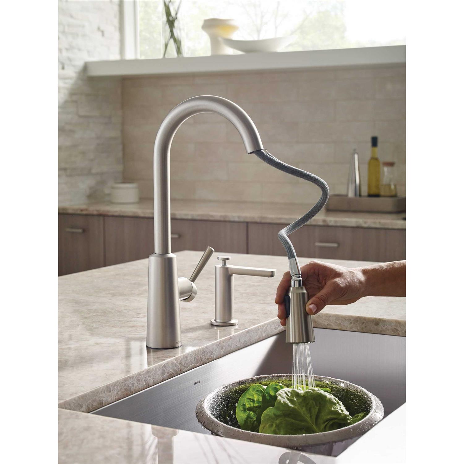 Moen Riley One-Handle High Arc Pulldown Kitchen Faucet 7402SRS - Image 5