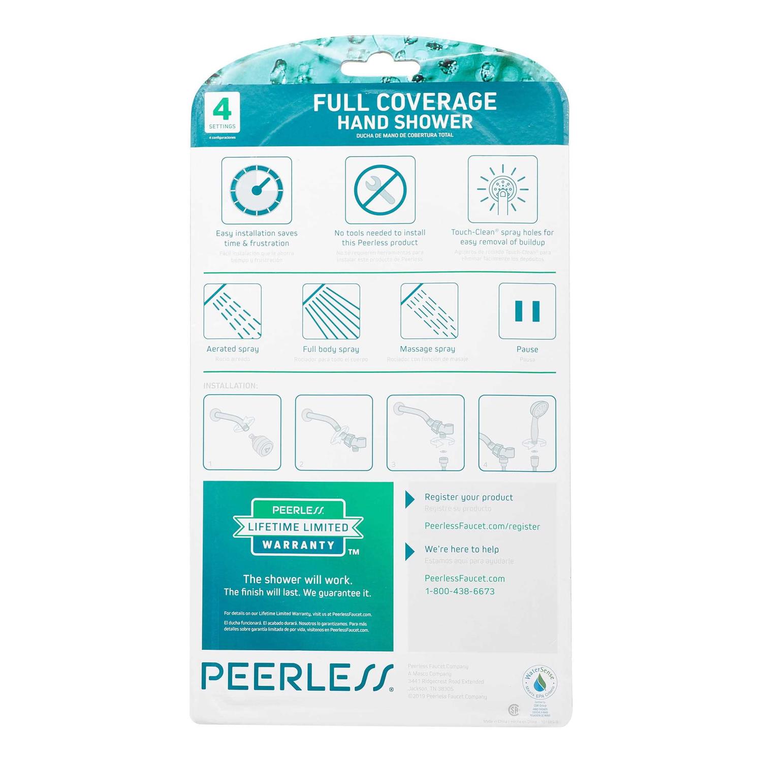 Peerless Chrome 4-Spray Hanhheld Shower - Image 4