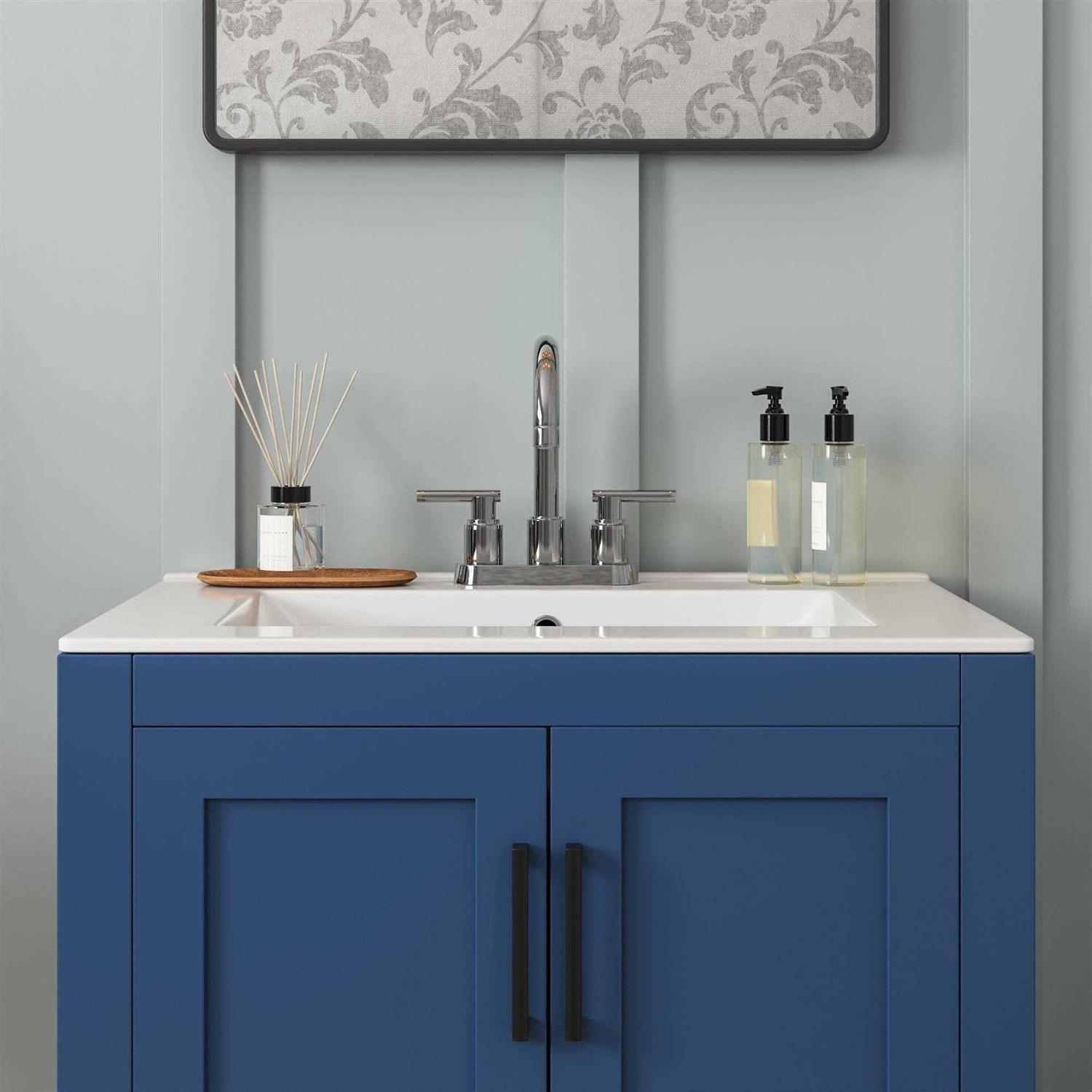 24 White Rectangular Single Vanity Top with Three Faucet Holes and Overflow DeerValley - Image 5