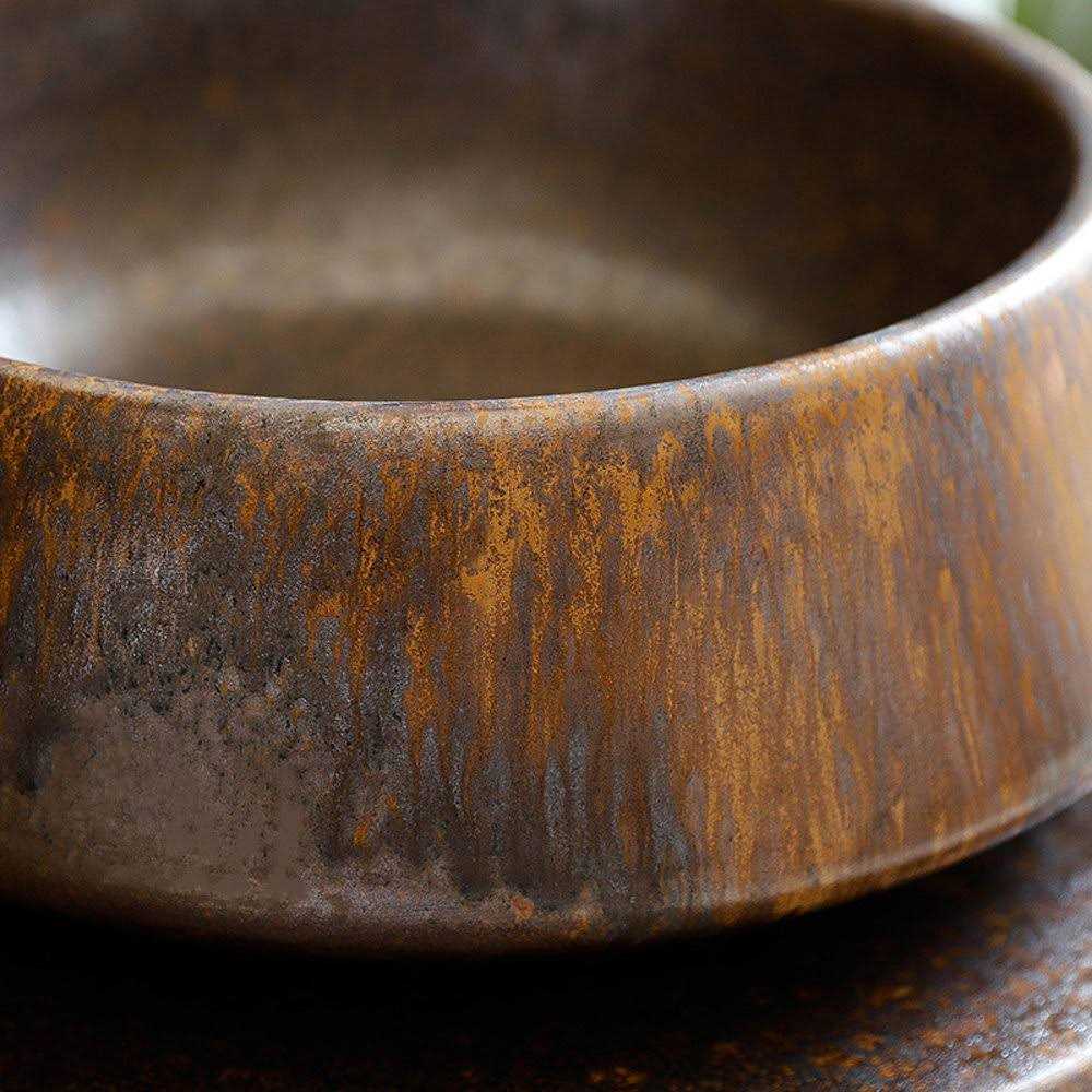 Homary wf-J021029 25.59 Tall Antique Brass Circular Pedestal Bathroom Sink - Image 4