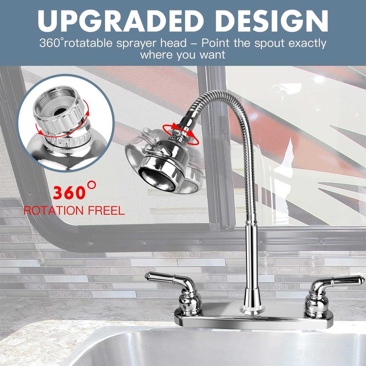 EXCELFU RV Sink Faucet RV Kitchen Faucet Replacement with Flexible Arc 360 Degree Rotatable Sprayer for RV - Image 3
