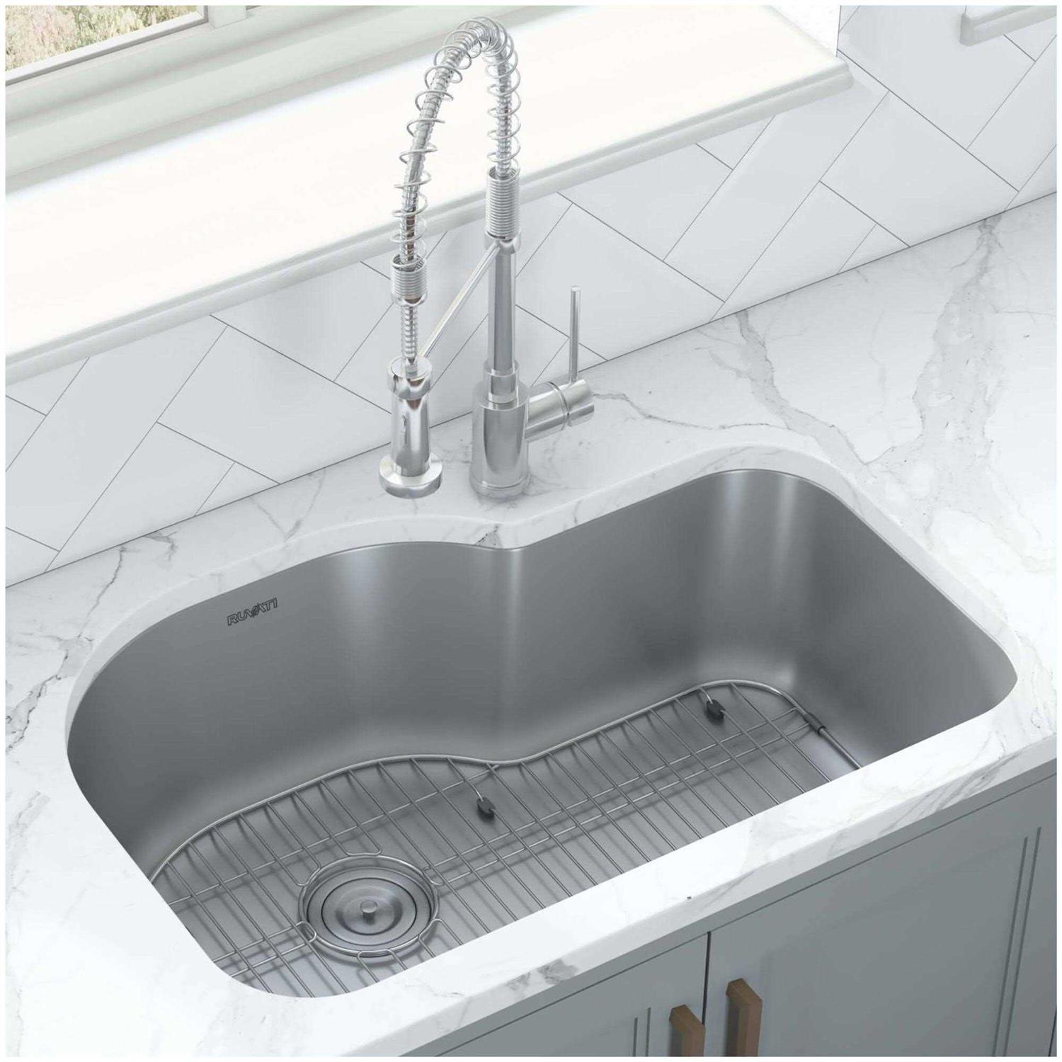 Ruvati 32 Undermount 16 Gauge Single Bowl Kitchen Sink RVM4700 - Image 3