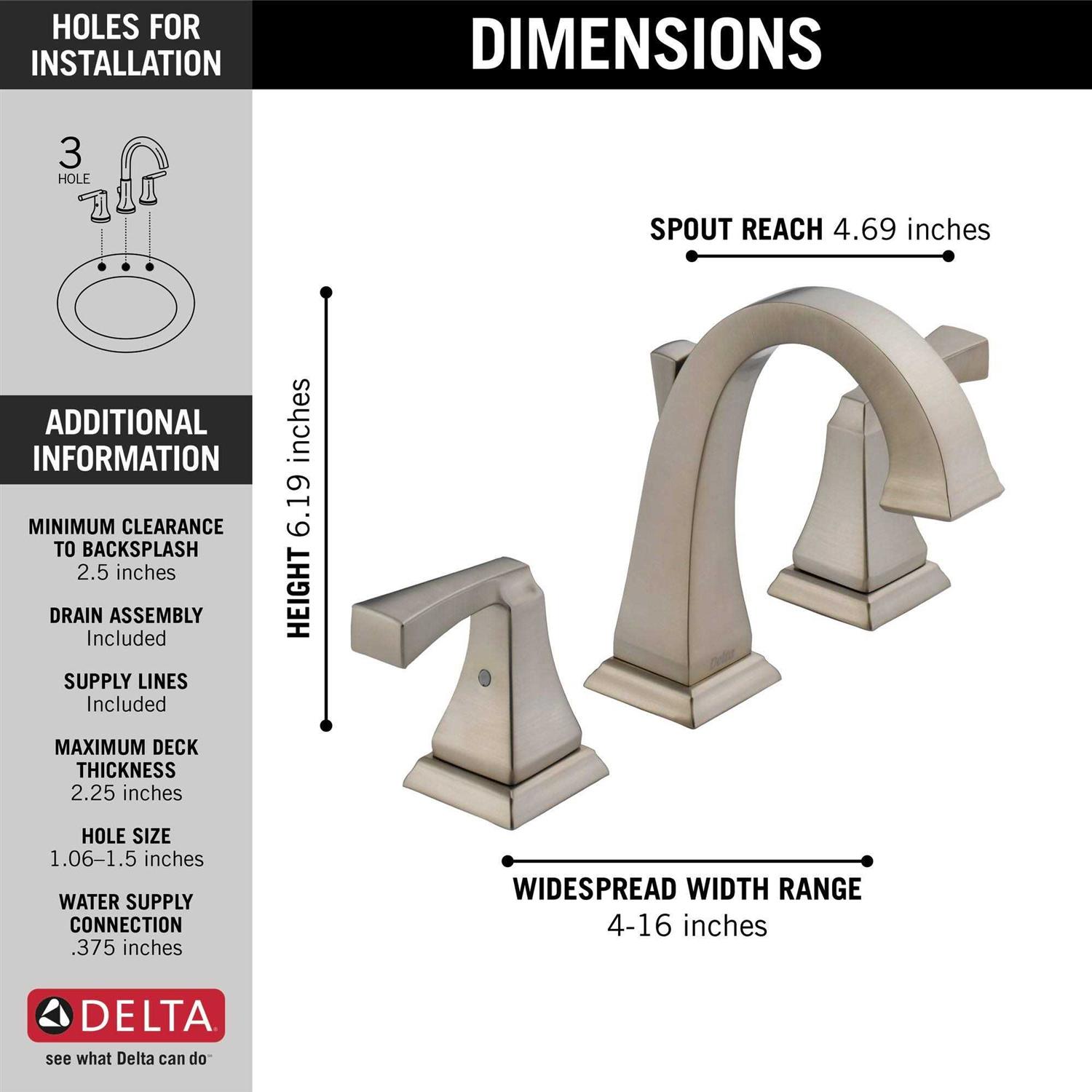 Delta Dryden Two Handle Bathroom Widespread Faucet 3551 - Image 4