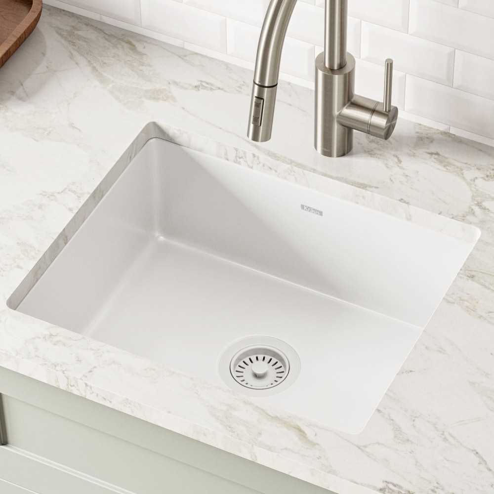 Kraus KE1US21GWH Undermount Porcelain Enameled Steel Single Bowl Kitchen Sink in White Finish: White