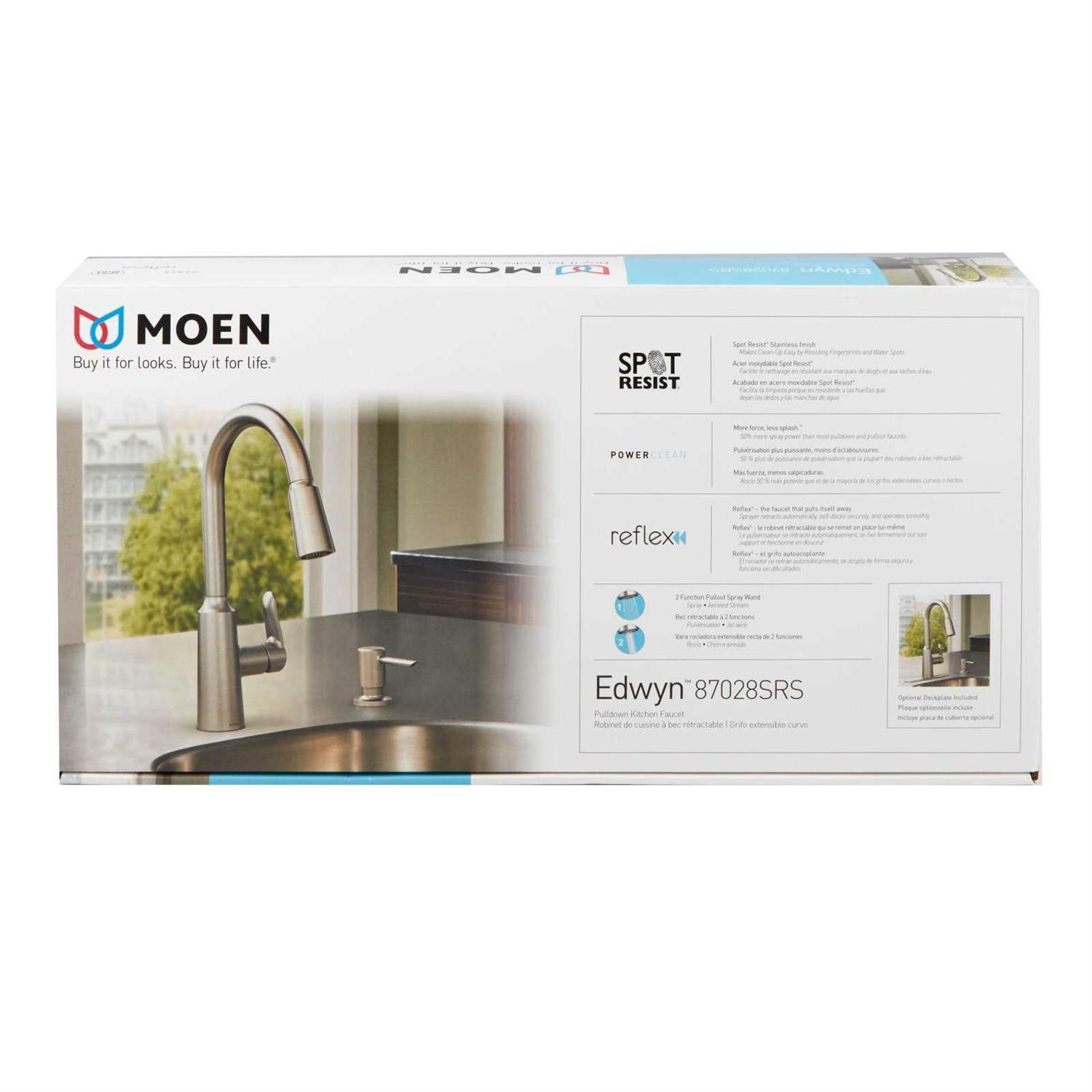 Moen Edwyn One Handle Stainless Steel Pull-Down Kitchen Faucet - Image 5