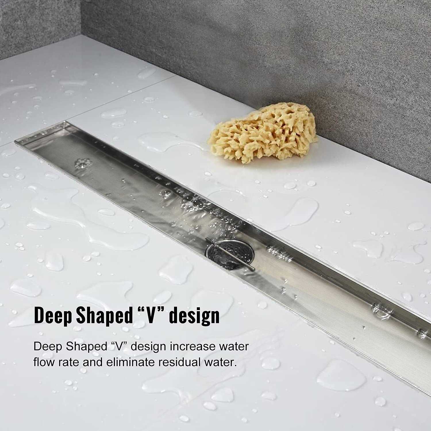 Elefloom Linear Shower Drain Shower Drain with 2-in-1 Tile Insert Cover - Image 5