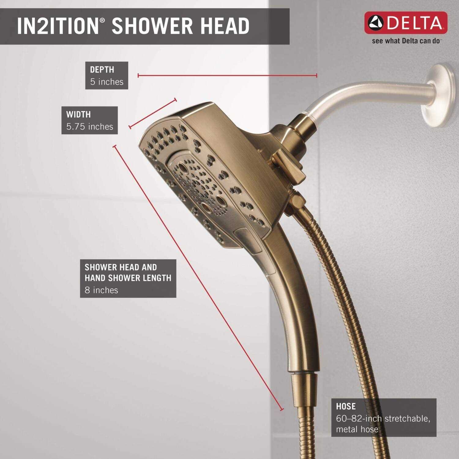 Delta Universal Showering H2Okinetic In2ition 5-Setting Two-in-One Shower - Image 5