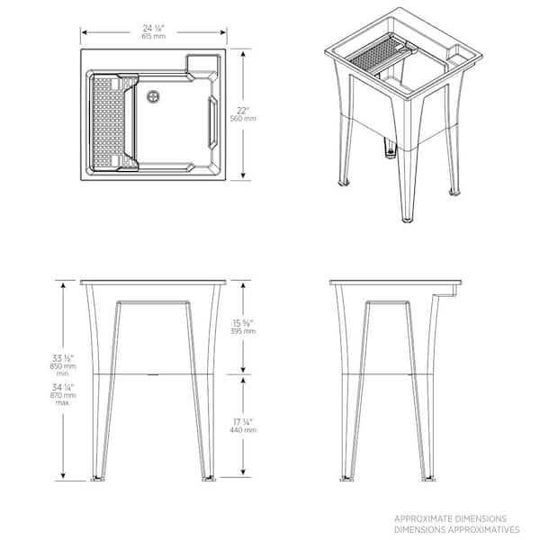 RUGGED TUB Freestanding Laundry/Utility Sink Black with 1-Handle Pullout Faucet and Installation Kit - Image 3