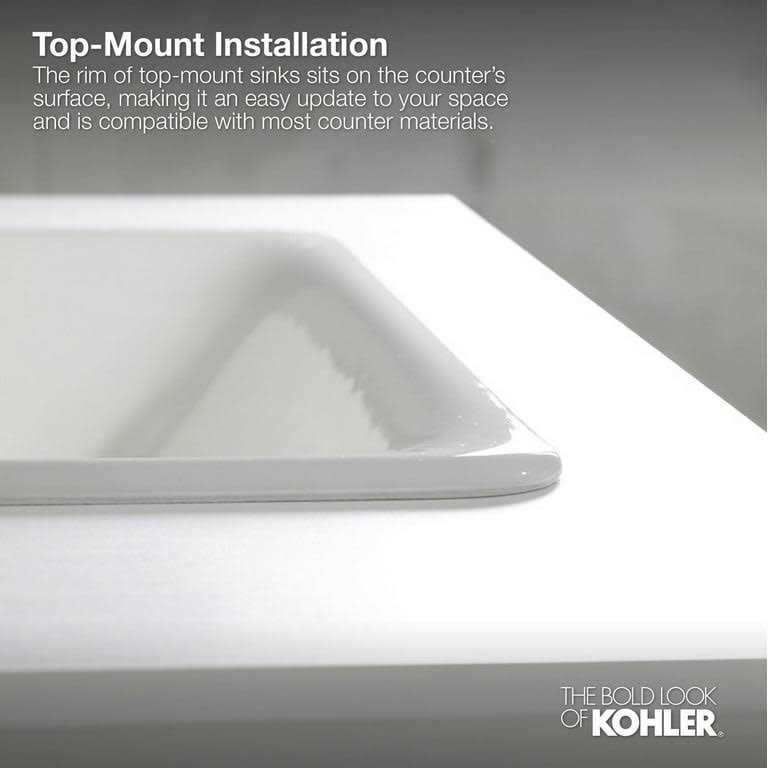 Kohler Pennington Drop-In Bathroom Sink with 8 Widespread Faucet Holes - Image 4