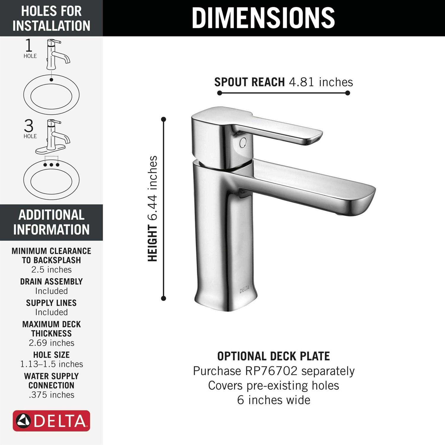 Delta Modern Single Handle Project-Pack Bathroom Faucet 581LF - Image 3