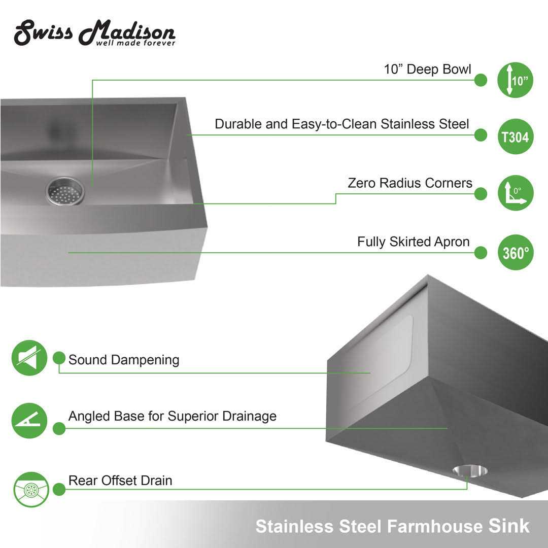 Swiss Madison Tourner 30 x 21 Stainless Steel Single Basin - Image 4