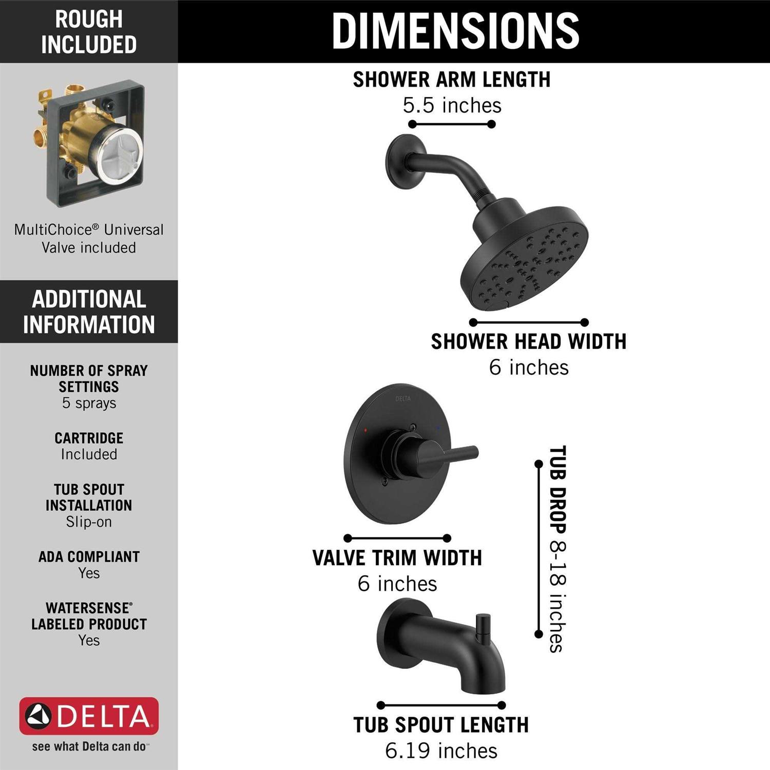 Delta Nicoli Monitor 14 Series H2Okinetic Tub and Shower - Image 3