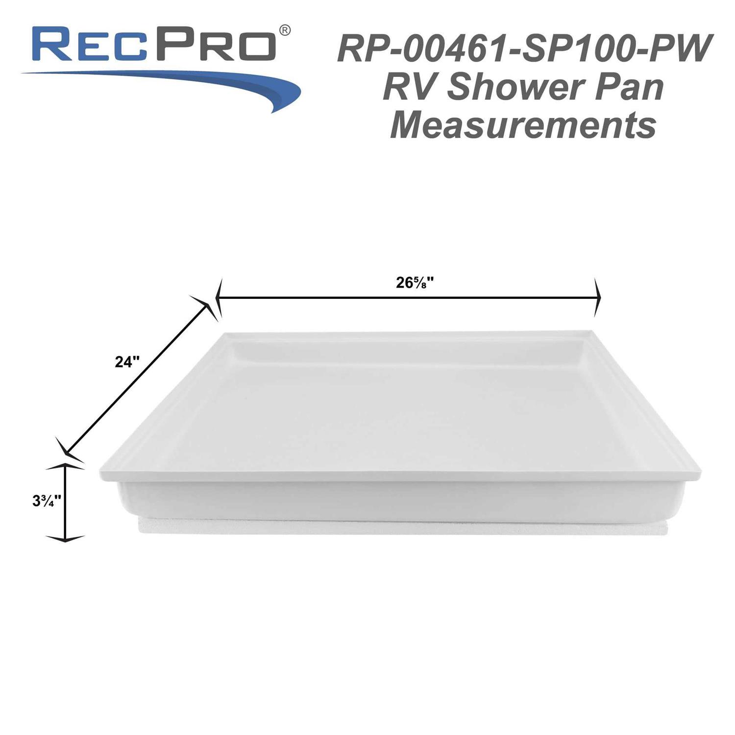 RecPro® RV Shower Pan 27 x 24 x 4 Corner Drain in White - Image 3